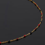 UMAOKANG 33 Feet Stainless Steel Jewelry Making Chain Black Red Enamel Beaded Cable Chains Bulk on Spool - color: Blak Red-Gold