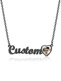 GoldChic JEWELRY Name Necklace Personalized for Men, Womens Custom Name Plate Chain, Stainless Steel Customized Old English Nameplate Choker with Curb Chains Custom, 16 inches to 30 inches - color: Photo & Rolo Chain 1.8 mm -Black