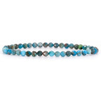 Angelstones Natural Gemstone Small Beaded Stretch Bracelet, 4mm Faceted Round Beads, Crystal Healing Bracelet for Women - color: Blue Apatite