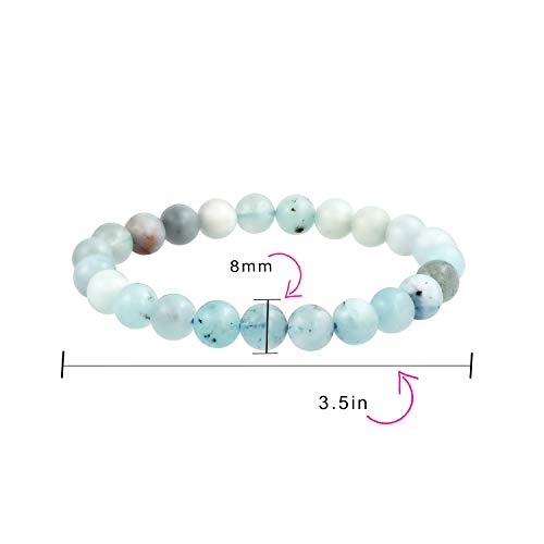 Bling Jewelry Natural Multi Color Semi Precious Gemstone Round Bead 8MM Strand Stackable Stretch Bracelet For Women Men Teen Unisex - color: Aquamarine