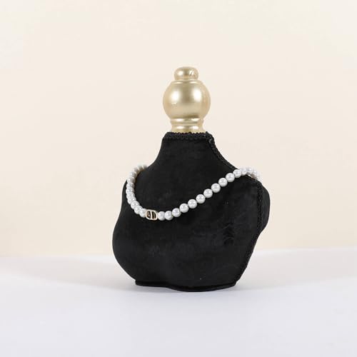 GemeShou Velvet necklace holder display stand, Black jewelry necklace display for selling, necklace mannequin for jewelry, necklace bust jewelry display for Countertop【Black-Low version】 - color: Black, size: Low