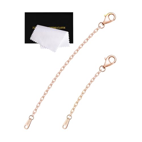 VANBARIS Necklace Extenders for Women Rose Gold Durable Necklace Extenders Rose Gold, 925 Sterling Silver Chain for Bracelet Anklet, 2 Piece Set 2" 3" Inches - color: RoseGold, size: 2 3 inch
