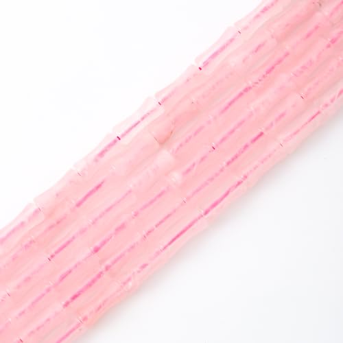5x12mm Natural Rose Quartz Stone Bamboo Shape Gem Healing Energy Loose Spacer Beads for DIY Necklace Bracelet Earring - color: Rose Quartz