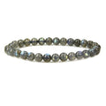 Angelstones Handmade Natural Healing Gemstone 6mm Round Beads Stretch Crystal Bracelet 7 Inch Unisex - color: Labradorite