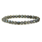 Angelstones Handmade Natural Healing Gemstone 6mm Round Beads Stretch Crystal Bracelet 7 Inch Unisex - color: Labradorite