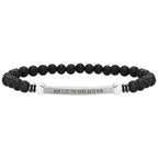INSYOHO Dont Let the Hard Days Win Bracelet – Inspirational Healing Crystal Bracelet for Women & Men, Agate & Amethyst Beaded Adjustable, Motivational Gift for Stress Relief & Positivity - color: Volcanic rock