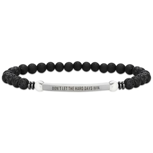 INSYOHO Dont Let the Hard Days Win Bracelet – Inspirational Healing Crystal Bracelet for Women & Men, Agate & Amethyst Beaded Adjustable, Motivational Gift for Stress Relief & Positivity - color: Volcanic rock