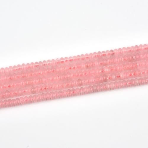 152pcs 4x2mm Natural Rose Quartz Disk Rondelle Spacer Stone Semi Precious Gemstone Loose Beads for Jewelry Making 15 Inch - color: Rose Quartz