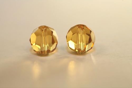 100pcs Adabele Austrian 4mm (0.16 Inch) Small Faceted Loose Round Crystal Beads Amber Yellow Compatible with 5000 Swarovski Crystals Preciosa SS2R-407 - color: Amber Topaz/Yellow, size: 4mm Small (100pcs)