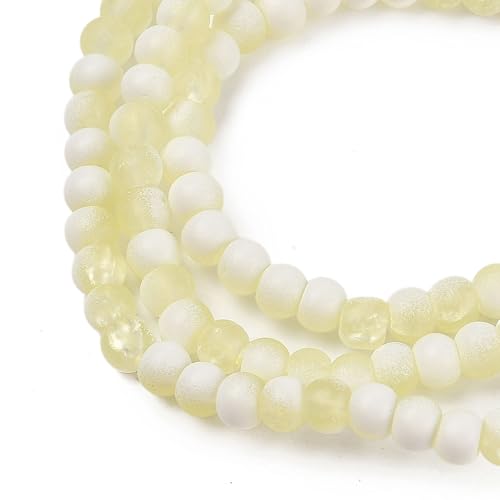 KISSITTY 50pcs Matte Beads Gradient Color Glass Frosted Crystal 4mm Rondelle Light Goldenrod Yellow Center Drilled Loose Craft Beads for Jewelry Making Earring Bracelet Necklace DIY Crafts - color: Light Goldenrod Yellow