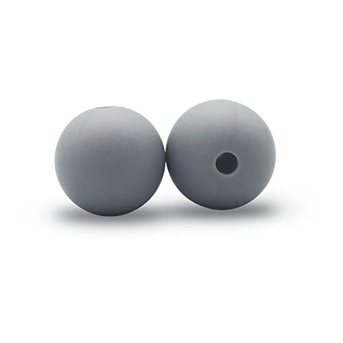 DIYOMR 100Pcs 15mm Dark Grey Round Silicone Beads for Jewelry Making - color: Dark Grey, size: 15mm