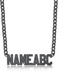 GoldChic JEWELRY Name Necklace Personalized for Men, Womens Custom Name Plate Chain, Stainless Steel Customized Old English Nameplate Choker with Curb Chains Custom, 16 inches to 30 inches - color: Cuban Chain 6 mm-Black(Large Pendant)