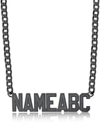 GoldChic JEWELRY Name Necklace Personalized for Men, Womens Custom Name Plate Chain, Stainless Steel Customized Old English Nameplate Choker with Curb Chains Custom, 16 inches to 30 inches - color: Cuban Chain 6 mm-Black(Large Pendant)