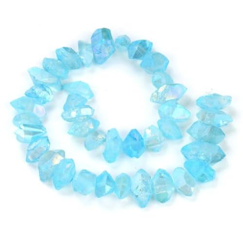 Adabele 30 Inch Natural Raw Healing Crystal Quartz Nugget Drilled Gemstone Loose Beads Aqua Blue AB Titanium Coated Chakra Gem Stone Spacer for Jewelry Craft Making GA-B7 - color: Aqua Blue Ab, size: 30 Inch/2 Strands