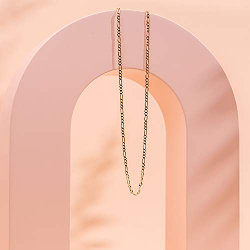 PAVOI 14K Gold Plated Curb Paperclip Box Sphere Bead Snake Herringbone and Figaro Chain Adjustable Necklace - style: Figaro-M