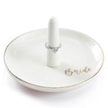 HOME SMILE Ring Holder for Bride-Monogrammed Engagement Gifts for Friends,Birthday Mother's Day Christmas Gifts for Women,Ceramic White - style: Bride