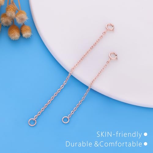 Rose Gold Necklace Extender Rose Gold, 925 Sterling Silver Necklace Extender Chain Bracelet Anklet Jewelry Extension for Necklaces, 2 Piece Set (2, 3 Inches) - color: RoseGold, size: 2 3 inch