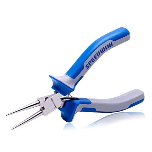SPEEDWOX 5 Inch Round Nose Pliers - Mini Ultra Tapered Jaw Precision Nippers with Spring - Ideal for Small Jewelry Making & Crafting - style: 5" Round Nose Plier