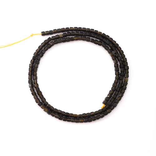Faceted Natural Golden Obsidian 2-3mm Cube Square Loose Beads Gemstone Small Loose Beads Healing Crystal Energy Stone for DIY Jewelry Making 15" - color: Golden Obsidian