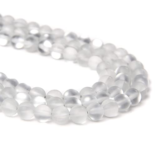 6mm White Matte Aurora Crystal Glass Beads Frosted Glitter Shining Mermaid Round Loose Beads Moonstone for Jewelry Making DIY Bracelet Necklace Earrings - color: White, size: 6mm