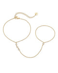 PAVOI 14K Gold Plated Hand Chains for Women - Adjustable Hand Chain Bracelet and Ring - Trendy Gold Handchain Bracelet Stack Summer Jewelry - Beads, Pearl, and Cubic Zirconia Body Jewelry - style: Station