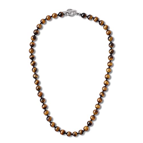 GAVU Hand-knotted Men's Beaded Necklace, Crystal Necklace for Men - color: Tiger Eye, size: 20"