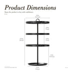 3 Tiers Metal Rotating Earring Holder Organizer Stand Adjustable Display Tree, 126 Holes Large Carousel Rack for Stud Hoop Pierced Dangling Women Girls, Perfect View for All Earrings (Black) - color: Black
