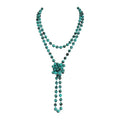 Bead Strand Versatile 60" Long Wrap Necklace - Handmade Knotted Multi Layer Sparkly Crystal, Semi Precious Natural Stone, Lava, Glass Faux Pearl - color: Turquoise Blue