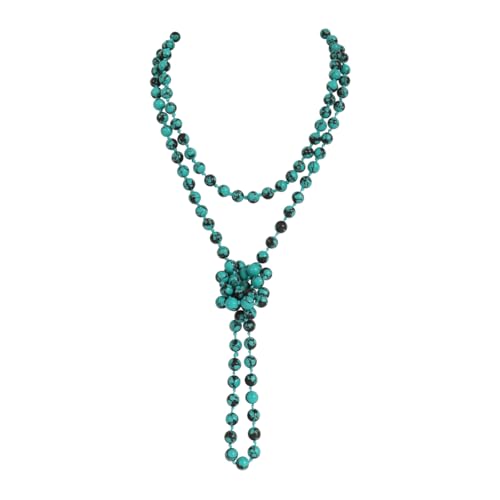 Bead Strand Versatile 60" Long Wrap Necklace - Handmade Knotted Multi Layer Sparkly Crystal, Semi Precious Natural Stone, Lava, Glass Faux Pearl - color: Turquoise Blue