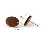 DoreenBeads 30Pcs Wooden Stud Earrings Posts with Loop for Jewelry Making- Flower Circle Wood Earring Posts DIY Earring Making Jewelry Findings - color: Oval