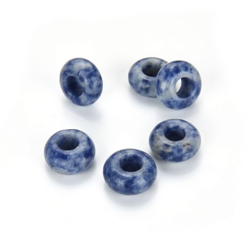 Adabele 10pcs Natural Chinese Sodalite Gemstone 8x14mm Donut Rondelle Beads Large Hole ID 5.6mm for DIY Craft Jewelry Making GW-A10 - color: Chinese Sodalite, size: 14mm x 8mm - 10pcs