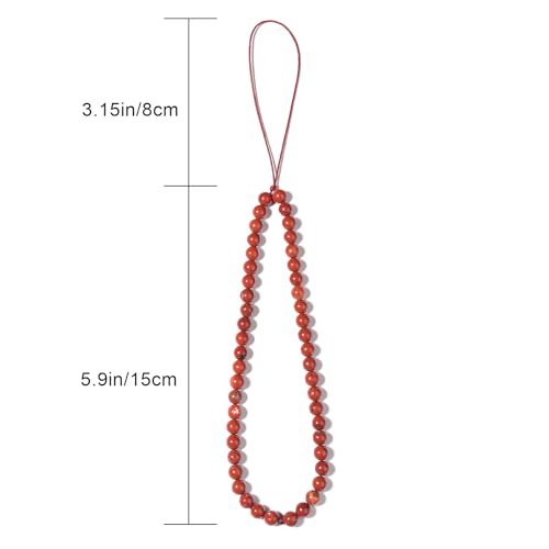 Semi-Precious Gem Stones Beaded Phone Charm Cell Phone Lanyard Wrist Strap Handmade Natural Gemstone Phone Chain string - color: Red Jasper