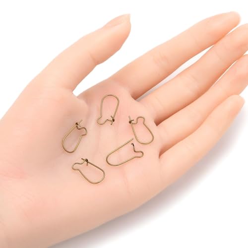 Adabele 100pcs Hypoallergenic Earring Hooks Kidney Ear Wire 18mm Long Antique Bronze Plated Brass for DIY Craft Earrings Jewelry Making CF46-18 - color: Antique Bronze, size: 18mm (0.71") - 100pcs