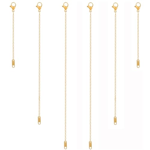 KOPOX 6 Piece Necklace Extender, Gold Plated Necklace Extender, 2", 4", 6" Delicate Necklace Extender Set for Bracelets, Anklets and Jewelry Making (Gold) - color: Gold