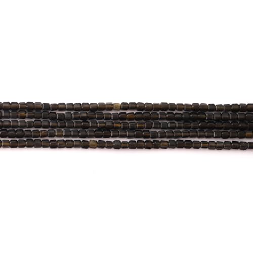 Faceted Natural Golden Obsidian 2-3mm Cube Square Loose Beads Gemstone Small Loose Beads Healing Crystal Energy Stone for DIY Jewelry Making 15" - color: Golden Obsidian