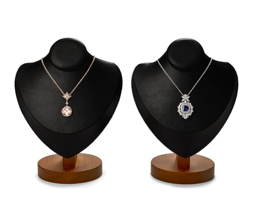 Oirlv Solid Wood Necklace Display Bust Necklace Display Stand - color: Black