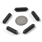 Black Obsidian 32mm Natural Gemstone Hexagonal Wand Jewelry Making Crystal Pointed Chakra Reiki Healing Beads 2mm Hole Drilled(Pack of 10) - color: Black Obsidian