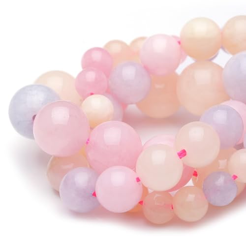 10mm Natural Stone Beads for Jewelry Making,Morganite Polished Smooth Round Gemstone Beads for Bracelet Necklace 15 Inch - color: Morganite, size: 10mm