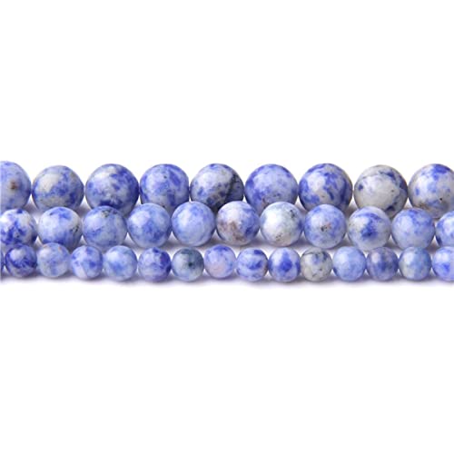 Natural Stone 6mm Blue Point Smooth Round Loose Beads Energy Gemstone DIY for Jewelry Making Bracelet Necklace 1 Strand 15" - color: Blue Point, size: 6mm