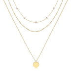 Aisansty Dainty Layered Choker Necklaces Handmade Coin Tube Star Pearl Pendant Multilayer Adjustable Layering Chain Gold Plated Necklaces Set for Women - color: Gold, style: Gold Pearl&Disc