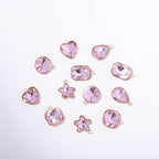 Song Xi Red Shape Random Charms For Jewelry Making Clear Crystal Charms Pendants Bracelets Necklace Earrings Bulk Keychain Arts And Crafts Diy Birthday Gifts For Women AB Color 12pcs - color: Random Shapes - Pink