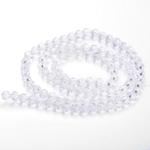 Perlin Czech Bohemian Crystal Glass Beads Faceted Round 4mm 90 Pieces Loose Spacer 1 Strand Beads for DIY Jewelry Earrings Necklace Bracelet Making (Crystal Clear) - color: Crystal-clear