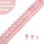 Vinswet 45pcs 8mm Rose Quartz Natural Stone Beads Round Genuine Real Stone Beading Loose Gemstones DIY Smooth Bead for Bracelet Necklace Earrings Jewelry Making - color: Rose Quartz, size: 8mm