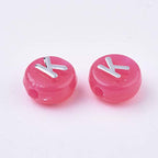 BEEFLYING 632Pcs 10MM Pink Acrylic Round Letter Beads for Jewelry DIY Crafts - color: Cerise