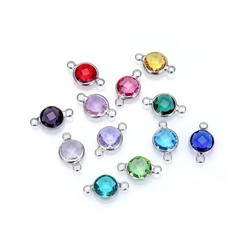 5 Sets Adabele Grade A Mixed Birthstone Connector Links 6mm Small Austrian Crystal Bead Sterling Silver Plated (60pcs) for DIY Craft Jewelry Making CCP26 - color: Silver, size: 6mm (0.24") - 60pcs