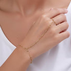 Gold Bracelets for Women Hand Chain Bracelet Stack Stainless Steel Non Tarnish Beach Jewelry Dainty Womens Bracelets Summer Essentials Trendy Handchain Link Bracelets for Women - color: Gold Bead Chain