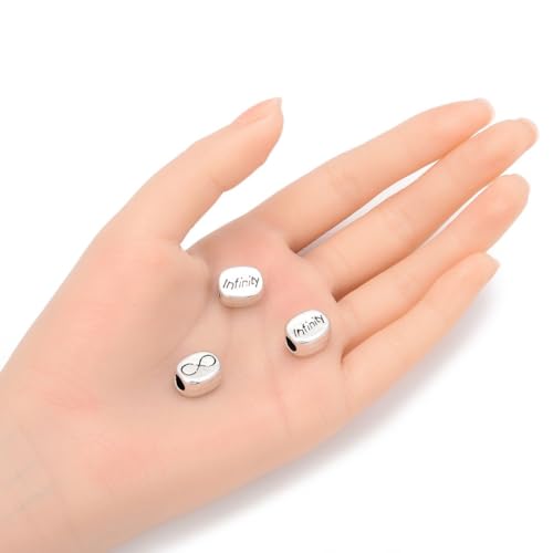20pcs Infinity Eternity Sign Large Hole Loose Beads (4.5mm Hole) Antique Silver Metal Spacer for DIY Craft Jewelry Making MEC-C1 - size: Infinity Bead
