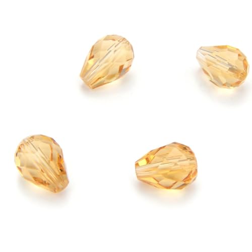 24pcs Adabele Austrian 8mm Faceted Teardrop Loose Crystal Beads Golden Yellow Champagne Compatible with 5500 Swarovski Crystals Preciosa SST-828 - color: Gold Champagne, size: 8mm x 6mm - 24pcs