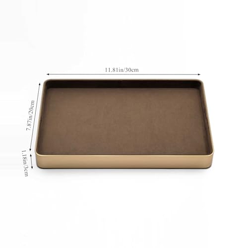 Metal Jewelry Tray, Valet Tray, Bedside Table and Desktop Organizer. It is Stackable and can be Used to Display Watches, Rings, Earrings and Bracelets（Brown） - color: Brown