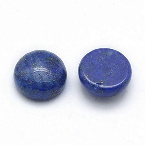 Fashewelry 50Pcs Natural Lapis Lazuli Cabochon Stone Half Round Beads 10mm Flat Back Gemstone Chakra Healing Crystal Dome Cover Cabs for Jewelry Making - color: 5-Dyed Lapis Lazuli, size: 10x4~5mm